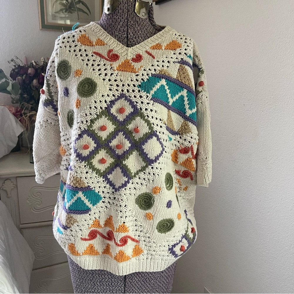 Vintage Knitting Needles Sweater Top View 3